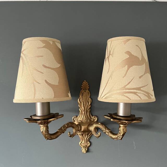 Zoffany Damask Pale Gold Silk - Small Handmade Candle Clip Lampshade For Wall Lights/Chandeliers - image 1