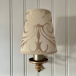 Zoffany Damask Pale Gold Silk - Small Handmade Candle Clip Lampshade For Wall Lights/Chandeliers - thumbnail 2
