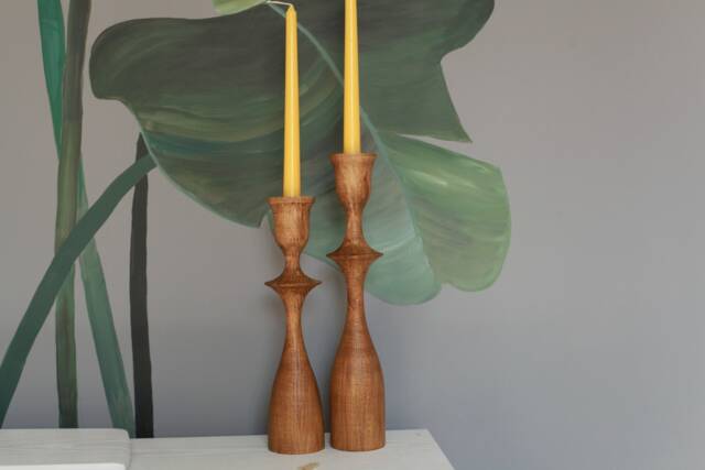 Handmade Wooden Candlestick Set Rustic Scandinavian Home Decor - image 1