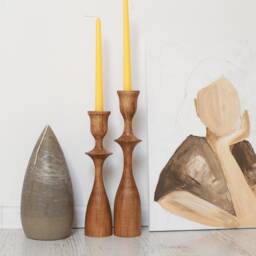 Handmade Wooden Candlestick Set Rustic Scandinavian Home Decor - thumbnail 2