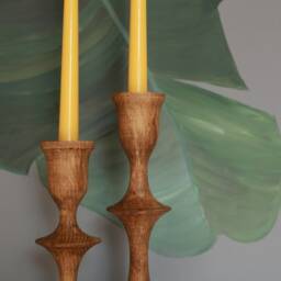 Handmade Wooden Candlestick Set Rustic Scandinavian Home Decor - thumbnail 3