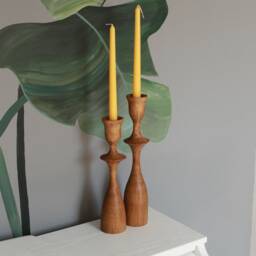 Handmade Wooden Candlestick Set Rustic Scandinavian Home Decor - thumbnail 4