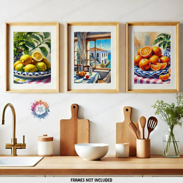 Modern Kitchen Prints - Set Of 3 Wall Art - Watercolour Italian Style Dining Room Decor Home Posters Gallery Print - image 1