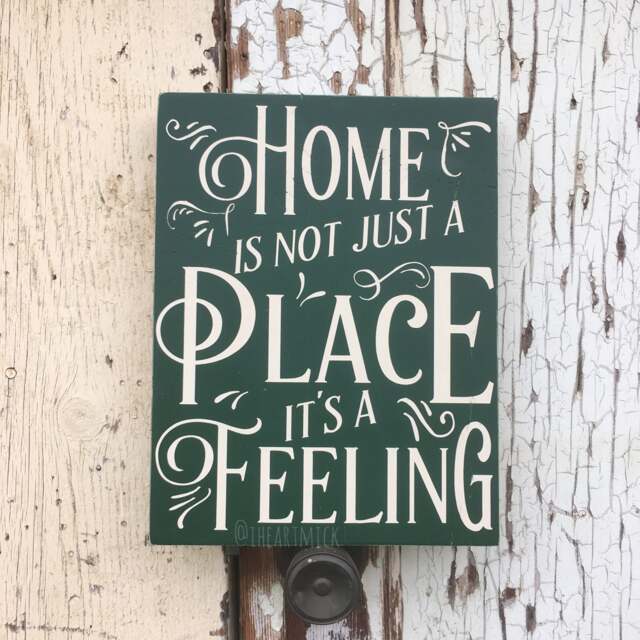 Home Is Not Just A Place It's Feeling Sign - Farmhouse Wall Art Inspirational Quote Decor Handmade Wood