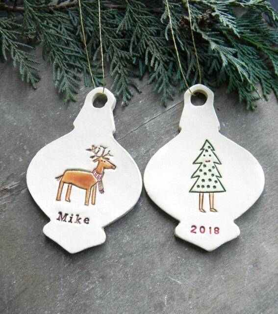 Personalized Christmas Ornaments, Bigger Retro Stocking, Custom Deer, Santa Gift, Snowman Tree, Holiday Home Decoration - image 1