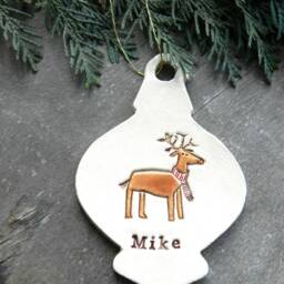 Personalized Christmas Ornaments, Bigger Retro Stocking, Custom Deer, Santa Gift, Snowman Tree, Holiday Home Decoration - thumbnail 3