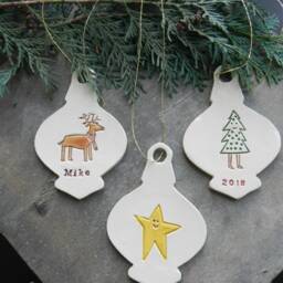 Personalized Christmas Ornaments, Bigger Retro Stocking, Custom Deer, Santa Gift, Snowman Tree, Holiday Home Decoration - thumbnail 2