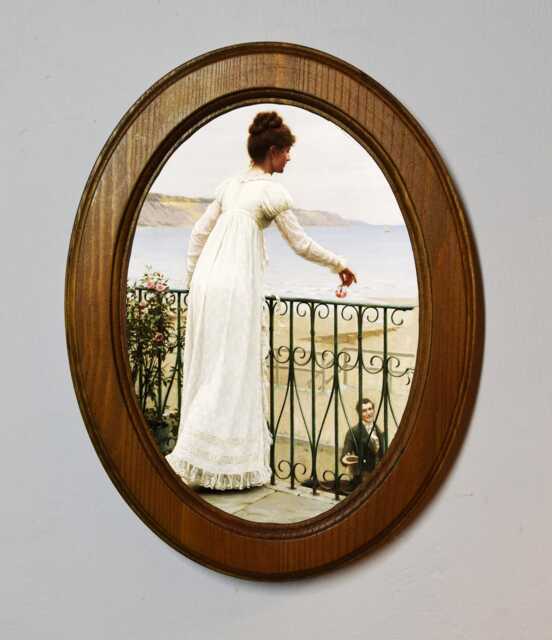 Oval Oak Framed Art Print, Edmund Blair Leighton, Antique Style Wall Hanging - image 1