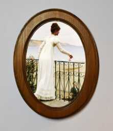 Oval Oak Framed Art Print, Edmund Blair Leighton, Antique Style Wall Hanging - thumbnail 1