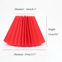 Handmade Red Pleated Lampshade Fabric & Acrylic, 110-240V - thumbnail 2