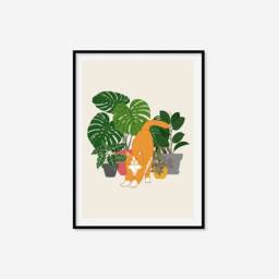 Boho Cat & Houseplants Print - Bohemian Print, Cute Plant Art, Colourful Eclectic Wall Living Room Bedroom Art - thumbnail 3