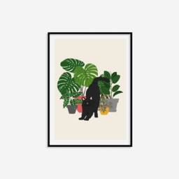 Boho Cat & Houseplants Print - Bohemian Print, Cute Plant Art, Colourful Eclectic Wall Living Room Bedroom Art - thumbnail 2