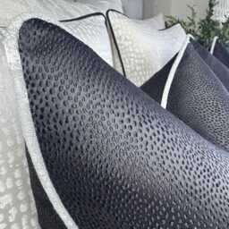 Elegant Black Cushion Cover With Silver Piping - Luxury Blean Ebony Bedding Accent Pillow - thumbnail 3