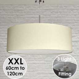 xl Cream Drum Lampshade, Oversized Brushed Cotton Ceiling Light Shade