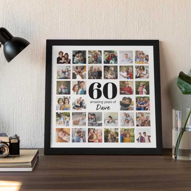 60Th Birthday Gift Personalised Photo Frame Collage Custom Family Print Wall D??cor Milestone Keepsake Decoration Art - image 1
