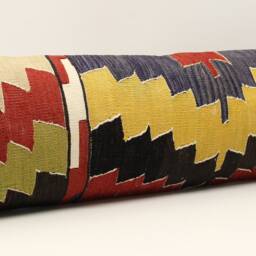 Handmade King Kilim Pillow Cover, 12x48 Inch, Vintage Lumbar Cushion - thumbnail 3