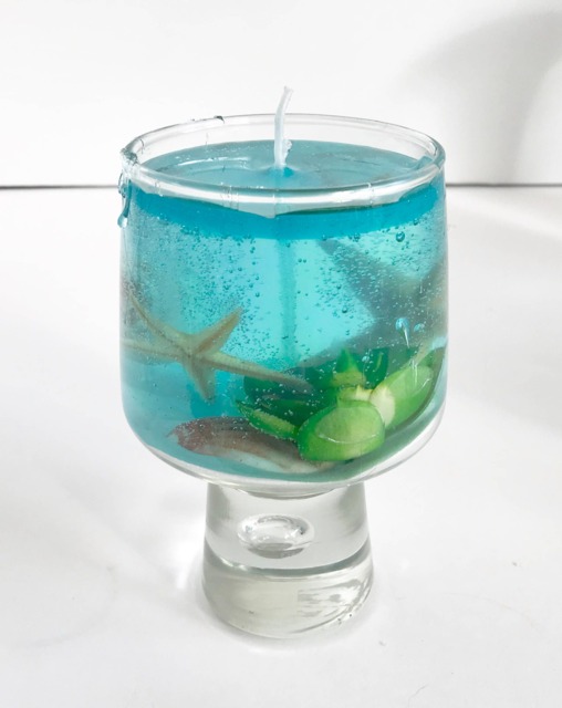 White Tea & Ginger Scented High Density Seascape Gel Candle in Unique Glass Pedestal Cup - image 1