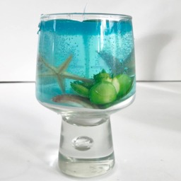 White Tea & Ginger Scented High Density Seascape Gel Candle in Unique Glass Pedestal Cup - thumbnail 4