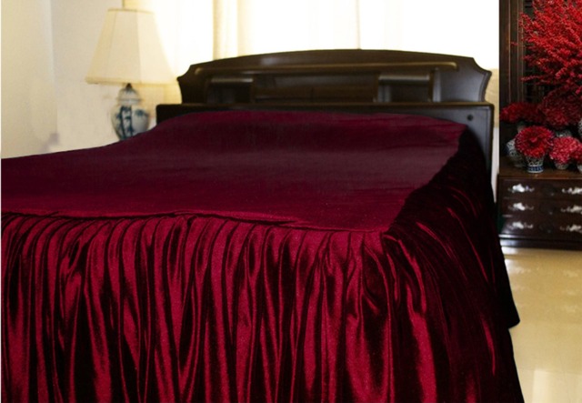 Velvet Bedspread, Bedding, Ruffled Queen Bed Spread, King Coverlet, Custom Ruffle Spread Duvet Cover Housewarming Gift - image 1