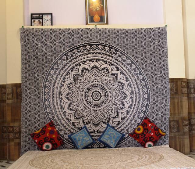 Hand Printed Mandala Tapestry Indian Hippie Boho Wall Hanging - image 1