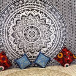 Hand Printed Mandala Tapestry Indian Hippie Boho Wall Hanging - thumbnail 2