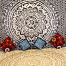 Hand Printed Mandala Tapestry Indian Hippie Boho Wall Hanging - thumbnail 3