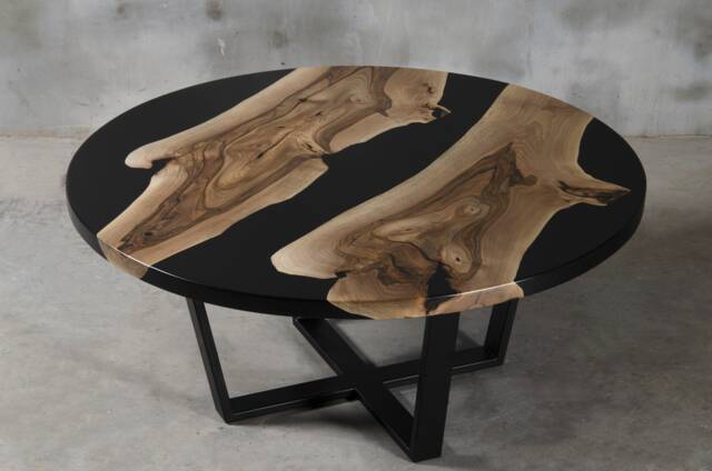 Round Walnut Table For Living Room, Custom Coffee The Hotel Reception, Luxury Touch Furnishing New Home - image 1