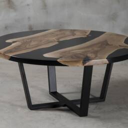 Round Walnut Table For Living Room, Custom Coffee The Hotel Reception, Luxury Touch Furnishing New Home - thumbnail 2