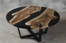Round Walnut Table For Living Room, Custom Coffee The Hotel Reception, Luxury Touch Furnishing New Home