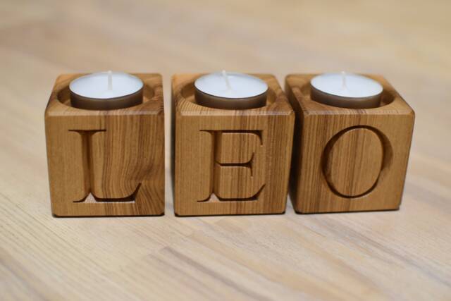 Personalized Wood Candle Holder Block Home Decor Tealight Rustic Letter Engraved Advent Christmas 5Th Wedding Anniversary Gift - image 1