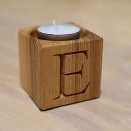 Personalized Wood Candle Holder Block Home Decor Tealight Rustic Letter Engraved Advent Christmas 5Th Wedding Anniversary Gift - thumbnail 3
