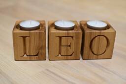 Personalized Wood Candle Holder Block Home Decor Tealight Rustic Letter Engraved Advent Christmas 5Th Wedding Anniversary Gift - thumbnail 1