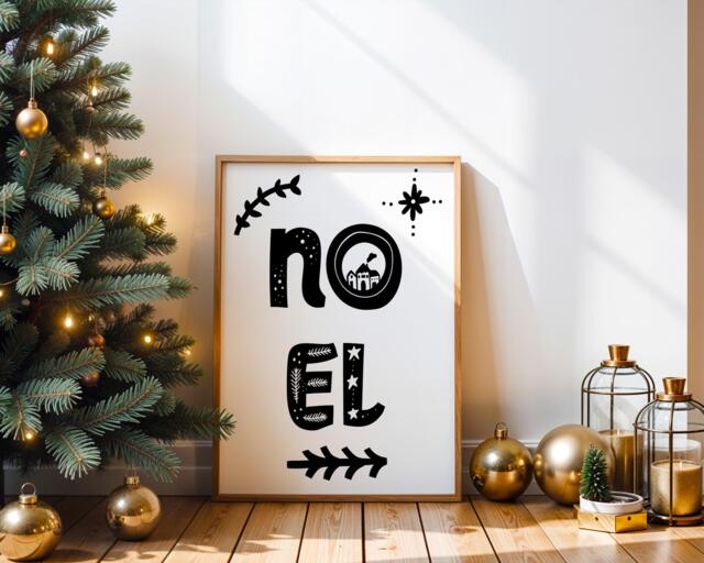 Christmas Prints - Scandinavian Wall Art Noel Seasonal Minimalist Print Sign Decor Norwegian Folk Swedish - image 1