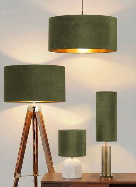 New Luxury Handmade Sage Green Velvet Lamp Shade & Pendant Light With Metallic Panels Lining Suitable For Both Ceilings Tables - image 1
