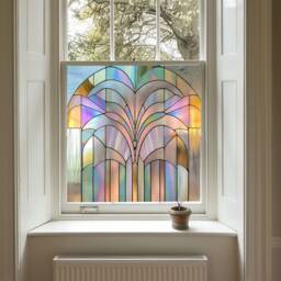 Art Deco Window Film, Privacy Decorative Patterned Coloured Stained Glass - thumbnail 1