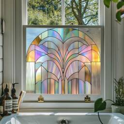 Art Deco Window Film, Privacy Decorative Patterned Coloured Stained Glass - thumbnail 3