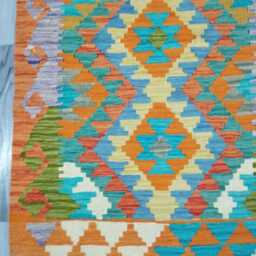 Classic Runner Rug, Handmade Artisan Afghan Turkish, Scandinavian, Navajo, Bohemian, Wool Flatweave Multicolour Kilim Rug 299x85 cm - thumbnail 2