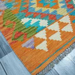 Classic Runner Rug, Handmade Artisan Afghan Turkish, Scandinavian, Navajo, Bohemian, Wool Flatweave Multicolour Kilim Rug 299x85 cm - thumbnail 3
