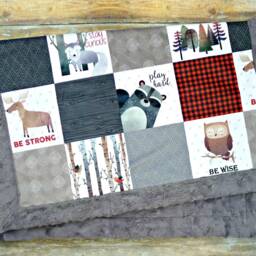 Woodland Baby Blanket - Nursery Faux Quilt Minky Desinger Blankets - thumbnail 2