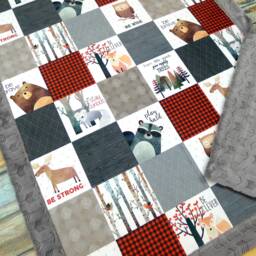 Woodland Baby Blanket - Nursery Faux Quilt Minky Desinger Blankets - thumbnail 1