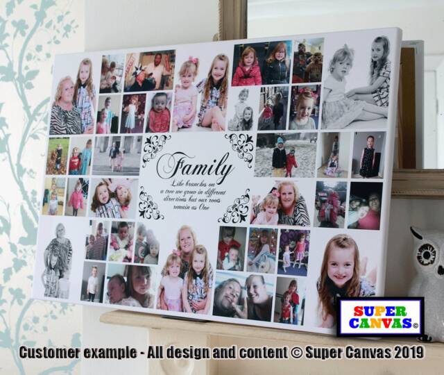 Family Custom Quote 40 Photo Picture Collage Wall Art Framed Canvas Print Handmade Mum Dad Grandparents Friend Birthday Mothers Day Gift - image 1