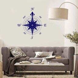 Wall Vinyl Decal Compass Nautical Ornament Marine Science Traveling Cool Abstract Modern Beach Home Decor - #1119Di - thumbnail 2
