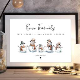 Personalised Christmas Gift - Snowman Family Print, Our Gift, Xmas Printed Digital Download, Festive Decor - thumbnail 3