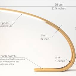 Malsimpla Handmade Wooden Bedside Lamp 1500 Lumen, 29 X 25 9 cm, Cct, Warm White, 2700K, Cool 6200K, Ebony - thumbnail 3