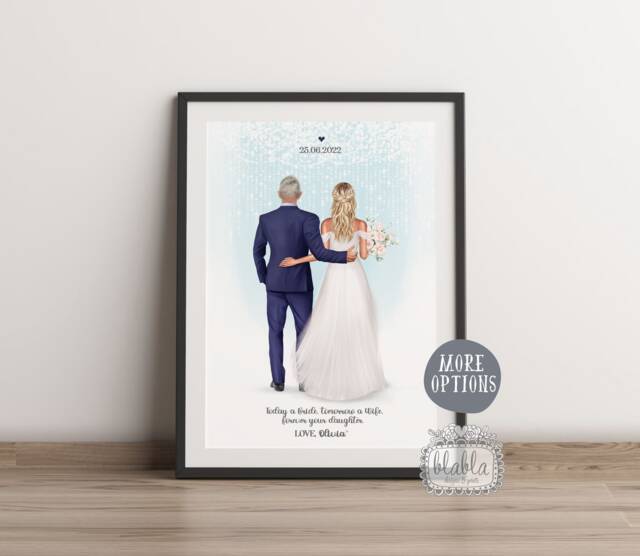 Father Of The Bride Gift, Custom & Portrait Art, Custom, Bridal Drawing, Wedding Gift - image 1