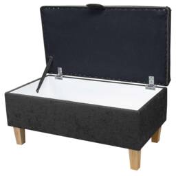 Handmade Plush Steel Grey Storage Ottoman Beech Leg Footrest - thumbnail 2