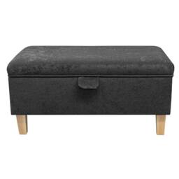 Handmade Plush Steel Grey Storage Ottoman Beech Leg Footrest - thumbnail 3