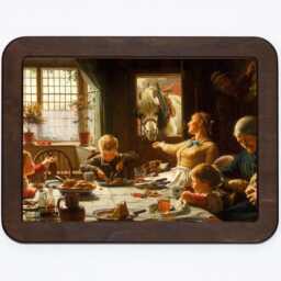 One Of The Family Frederick George Cotman Farm Dining Room Kitchen Country House Children Horse Painting Wooden Framed Art Print - thumbnail 2