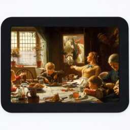One Of The Family Frederick George Cotman Farm Dining Room Kitchen Country House Children Horse Painting Wooden Framed Art Print - thumbnail 3
