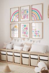 Set Of 6 Girls Affirmation Set, Sister Prints, Bedroom Decor, Motivational Print, Personalised, Rainbow Wall Art, Playroom Decor - thumbnail 1